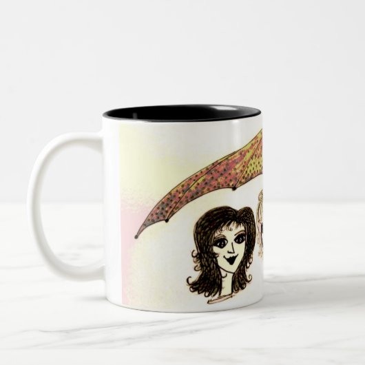 Drie vrouwen onder paraplu kunstwerk Mok (Links)