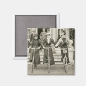 Drie vrouwen op de fiets, begin jaren 1900 (foto) magneet (Voorkant / Achterkant)