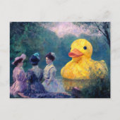 Drie vrouwen picknicken met de reusachtige eend briefkaart (Voorkant)