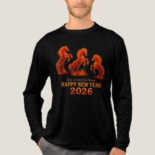 Drie Vuur Paarden Jaar van het Vuur Paard 2026 Tri-Blend Shirt