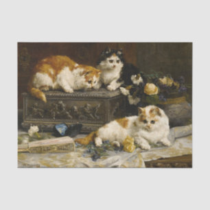 Drie waakzame katjes door Charles van den Eycken Tissuepapier