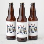 Drie walvissen dragen kerstmuts bier etiket (Flessen)
