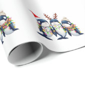 Drie walvissen dragen kerstmuts cadeaupapier (Rol Hoek)