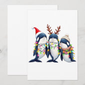 Drie walvissen dragen kerstmuts kaart (Voorkant / Achterkant)