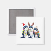Drie walvissen dragen kerstmuts magneet (Voorkant / Achterkant)