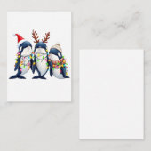 Drie walvissen dragen kerstmuts notitiekaartje (Voorkant / Achterkant)