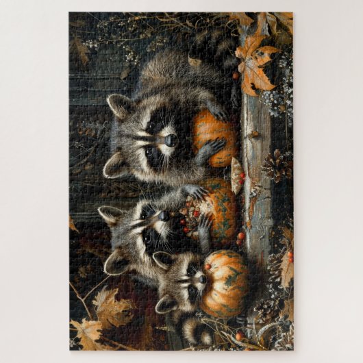  Drie Wasberen en Pompoenen Herfst 20x30 Legpuzzel (Verticaal)