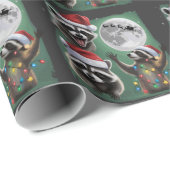 Drie wasberen met de maan sterrenstelsel Kerstmis Cadeaupapier (Rol Hoek)