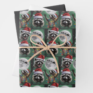Drie Wasberen Met De Maanstelsel Kerstmis  Inpakpapier Vel