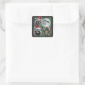 Drie Wasberen Met De Maansterrenstelsel Kerstmis  Vierkante Sticker (Tas)