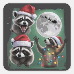 Drie Wasberen Met De Maansterrenstelsel Kerstmis Vierkante Sticker