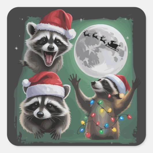 Drie Wasberen Met De Maansterrenstelsel Kerstmis  Vierkante Sticker (Voorkant)