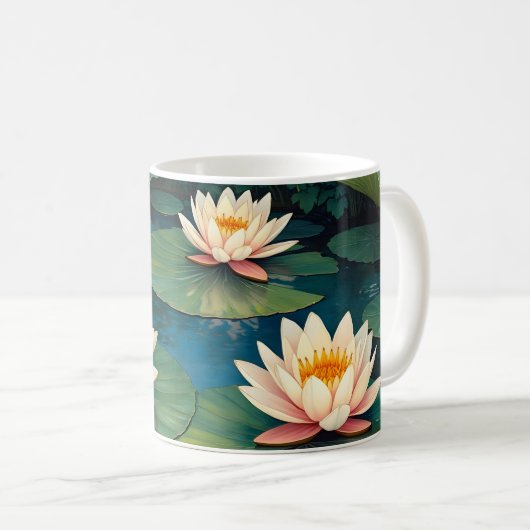 Drie waterlelies koffiemok (Voorkant rechts)