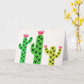 Drie Waterverf Cacti Groeten Kaart (Gele Bloem)