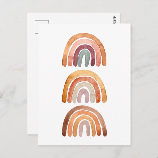 Drie Waterverf "Earthy Modern Boho Rainbow" Briefkaart (Voorkant / Achterkant)