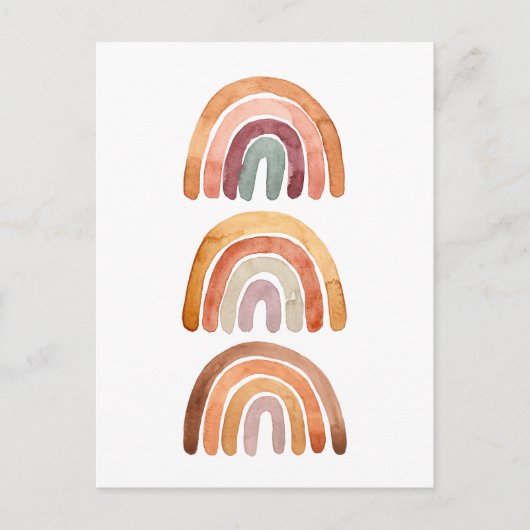 Drie Waterverf "Earthy Modern Boho Rainbow" Briefkaart (Voorkant)