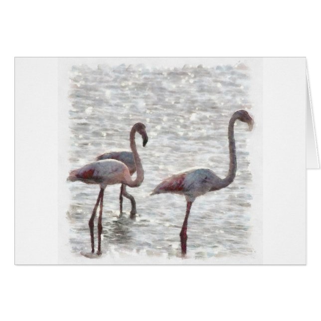 Drie Waterverf Flamingos (Voorkant Horizontaal)