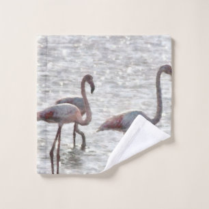 Drie Waterverf Flamingos Washandje