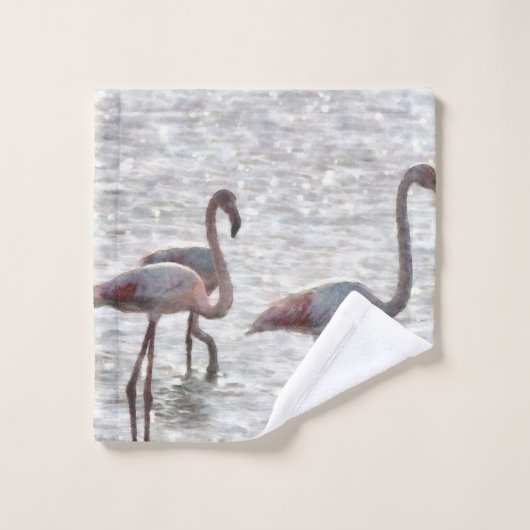 Drie Waterverf Flamingos Washandje (Wasdoekje)