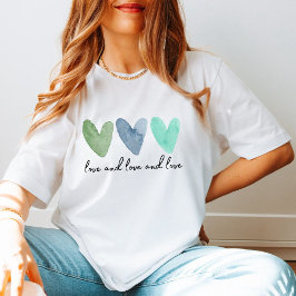 Drie Waterverf harten met aanpasbare tekst T-shirt