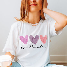 Drie Waterverf Harten met personaliseerbare tekst T-shirt