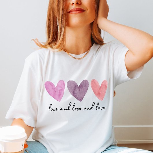 Drie Waterverf Harten met personaliseerbare tekst T-shirt