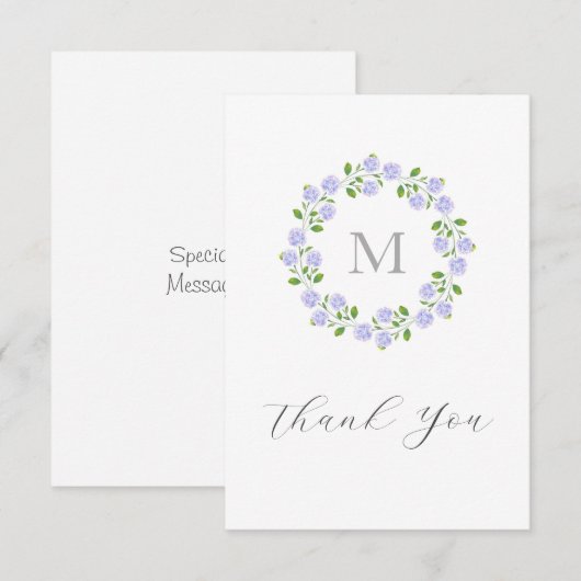 Drie Waterverf Hydrangeas Floral Wreator Bedankkaart (Voorkant / Achterkant)