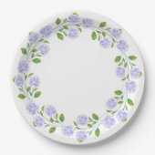 Drie Waterverf Hydrangeas Floral Wreator Papieren Bordje (Voorkant)