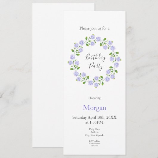 Drie Waterverf Hydrangeas krans Kaart (Voorkant / Achterkant)