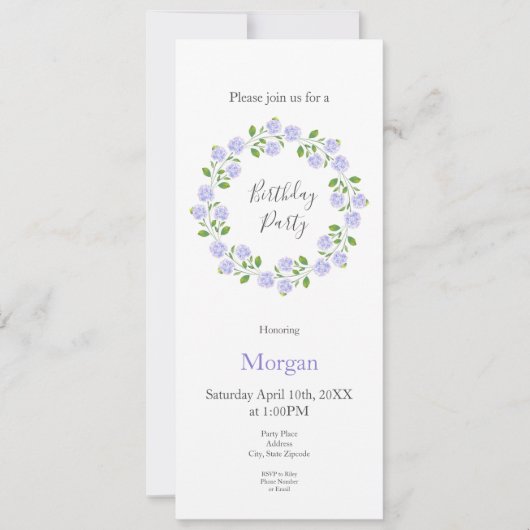 Drie Waterverf Hydrangeas krans Kaart (Voorkant)