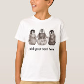 Drie Waterverf keizer Penguin gepersonaliseerd T-shirt (Voorkant)