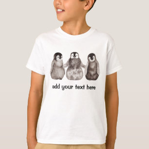 Drie Waterverf keizer Penguin gepersonaliseerd T-shirt