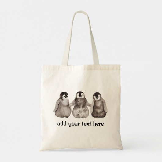 Drie Waterverf keizer Penguin gepersonaliseerd Tote Bag (Achterkant)