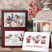 Drie Waterverf kerst met Gnomes Reindeer