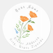 'Drie Waterverf Papaverboeket' Label (Voorkant)