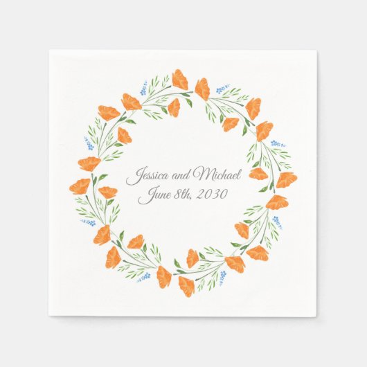 Drie Waterverf papavers Wreate Servet (Voorkant)