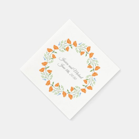 Drie Waterverf papavers Wreate Servet (Hoek)