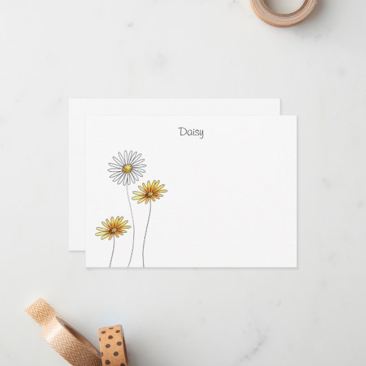 Drie Waterverf, pen en inktzeden Notitiekaartje (Voorkant / Achterkant in situ)