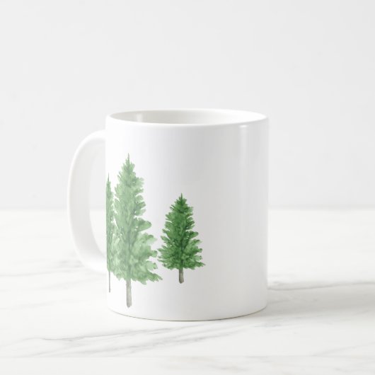 Drie Waterverf pijnbomen 2 Koffiemok (Voorkant links)