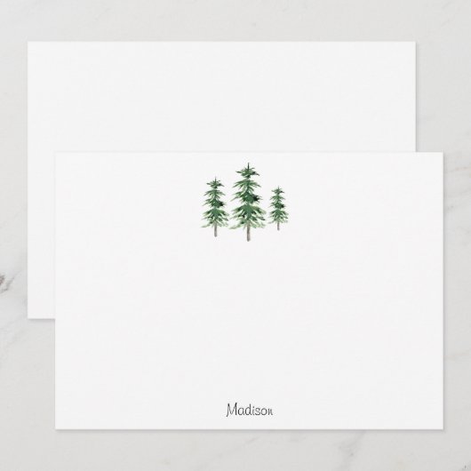 Drie Waterverf pijnbomen Notitiekaartje (Voorkant / Achterkant)