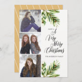 Drie Waterverf Pine Branches Kerstmis Feestdagenkaart (Voorkant / Achterkant)