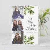 Drie Waterverf Pine Branches Kerstmis Feestdagenkaart (Staand voorkant)