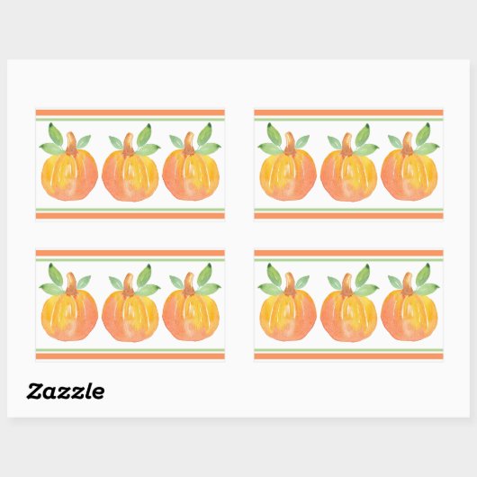 Drie Waterverf pompoenen 2 Rechthoekige Sticker (Vel)