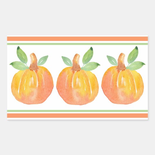 Drie Waterverf pompoenen 2 Rechthoekige Sticker (Voorkant)