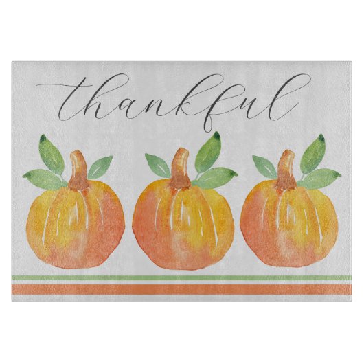 Drie Waterverf pompoenen 2 Snijplank (Voorkant)