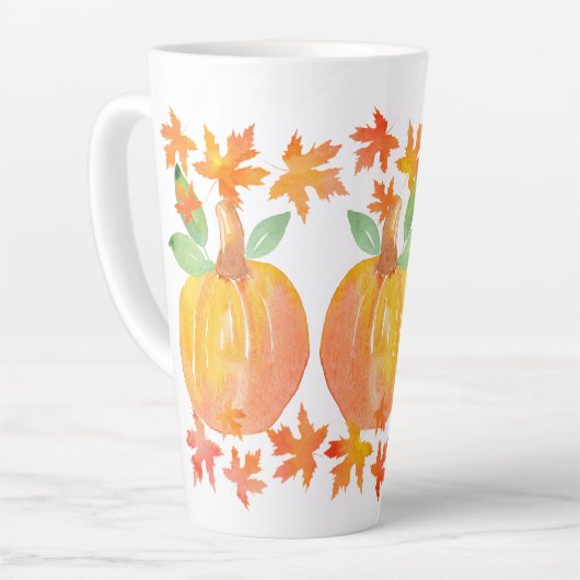 Drie Waterverf pompoenen & esdoorn bladeren Garlan Latte Mok (Linkerhoek)