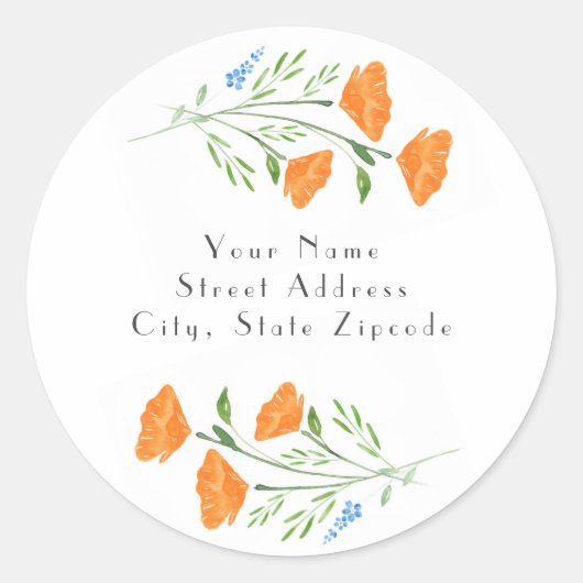 Drie Waterverf Poppies Bouquet-labels Ronde Sticker (Voorkant)