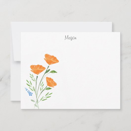 Drie Waterverf Poppies Bouquet Notitiekaartje (Voorkant)