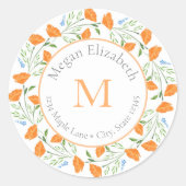 Drie Waterverf Poppies Wreath label (Voorkant)