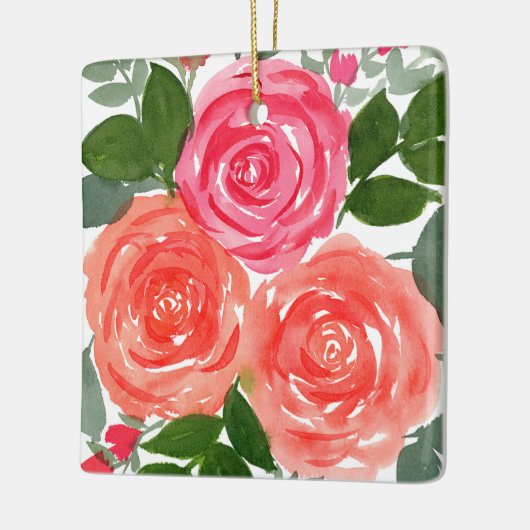 DRIE WATERVERF ROZEN KERAMISCH ORNAMENT (Links)